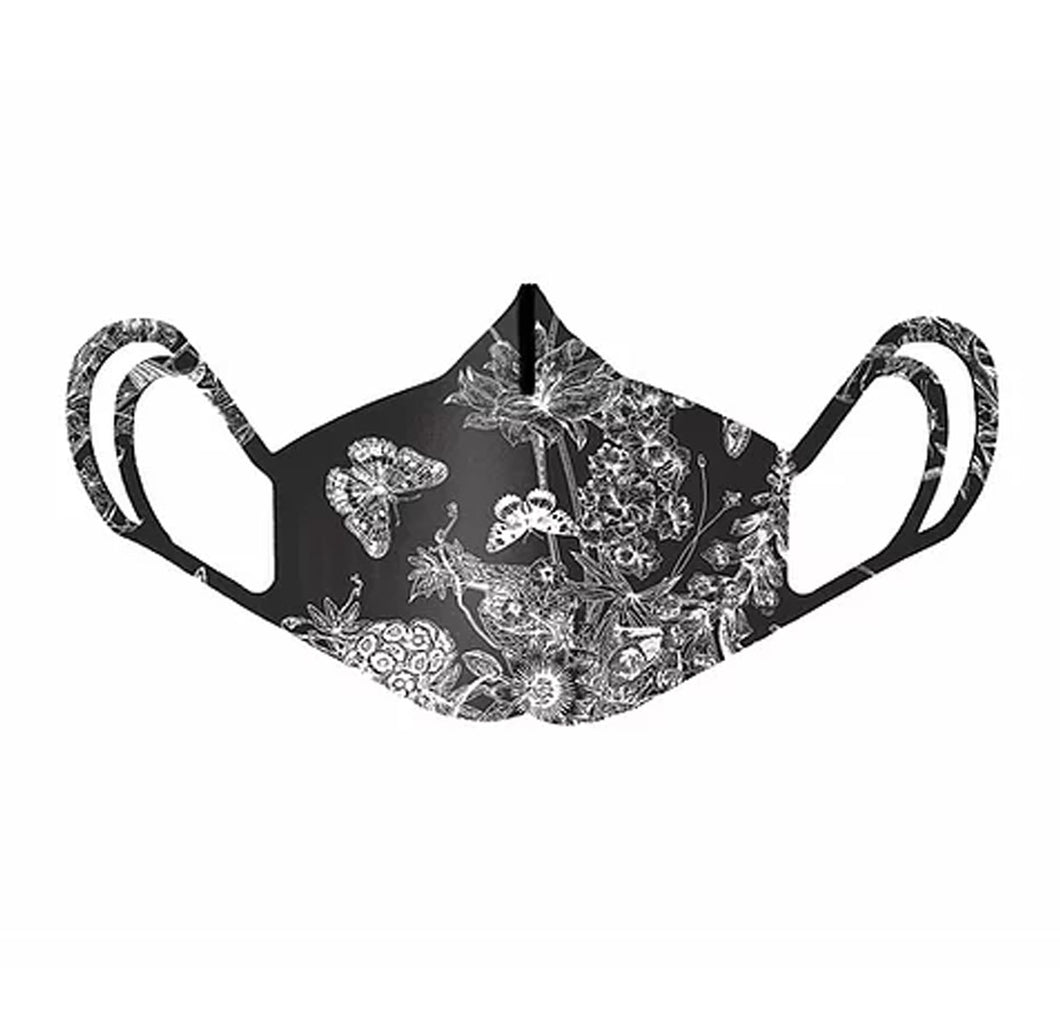 Black Toile Print Mask