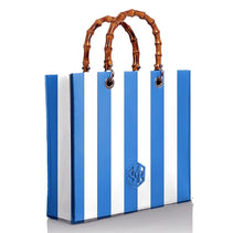 Load image into Gallery viewer, Ocean Blue Stripe Bamboo Tote