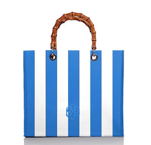 Load image into Gallery viewer, Ocean Blue Stripe Bamboo Tote